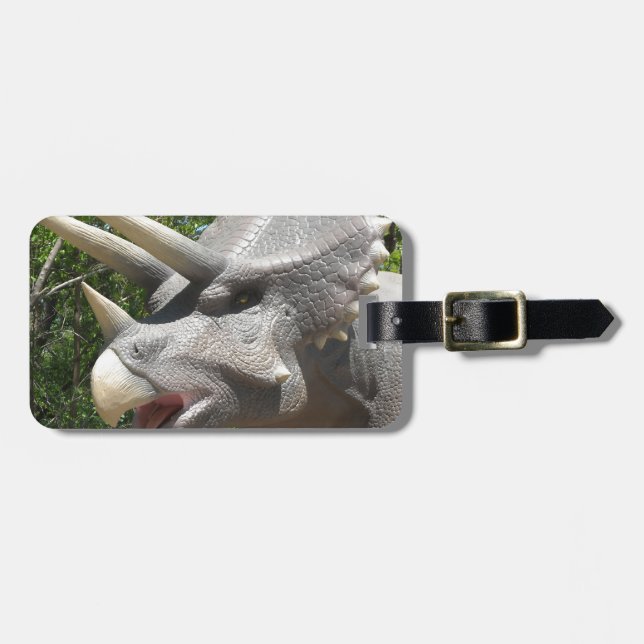 Etiqueta Para Maletas Dinosaurio Triceratops (Frente Horizontal)