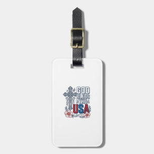 Etiqueta Para Maletas Dios bendiga la camisa patriótica de cruz vintage 