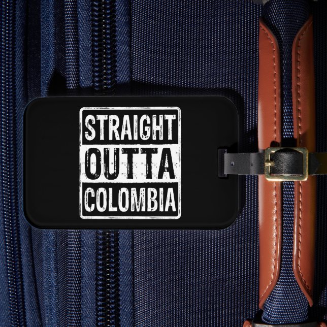 Etiqueta Para Maletas Directamente fuera de Colombia Blanco negro (Anverso In Situ 4)
