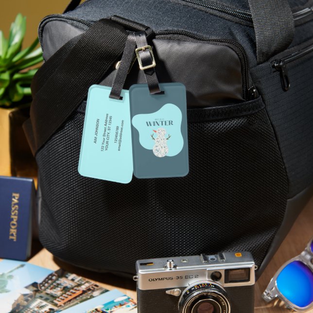 Etiqueta Para Maletas Discoball Snowman (Anverso & Reverso)