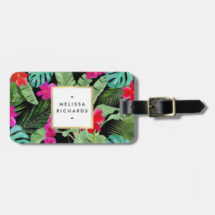 Etiqueta Para Maletas Diseñador de acuarela de impresión tropical de mod