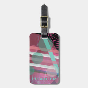 Etiqueta Para Maletas Diseño abstracto personalizado/rosa y turquesa