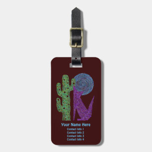 Etiqueta Para Maletas Diseño al sudoeste colorido del lobo púrpura del