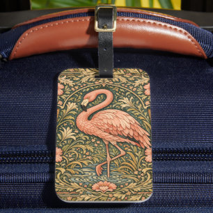 Etiqueta Para Maletas diseño art nouveau de flamenco rosa vintage
