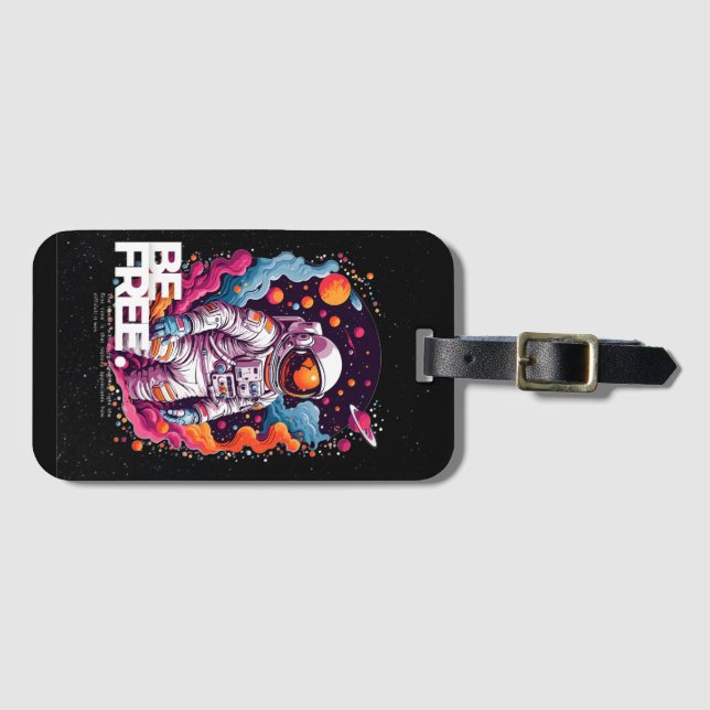 Etiqueta Para Maletas Diseño Astronauta GRATUITO (Anverso horizontal)