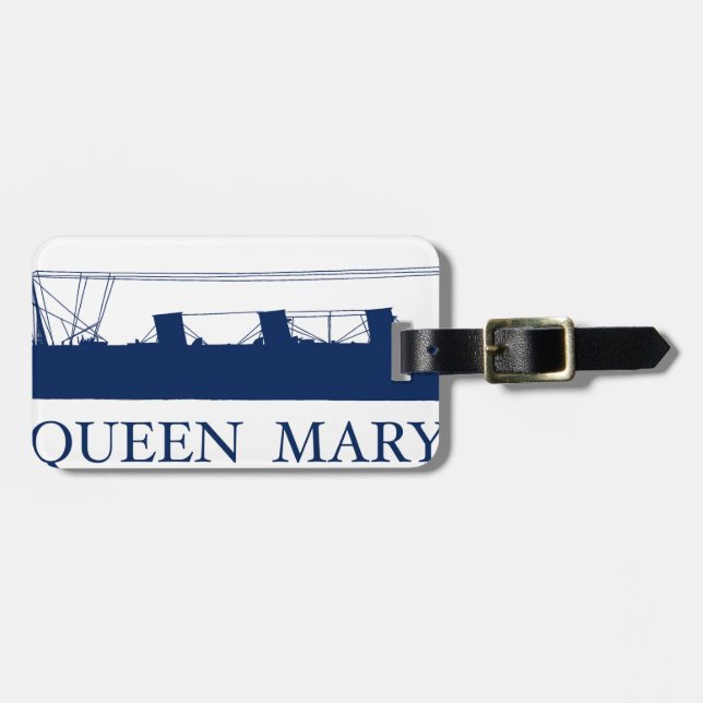 Etiqueta Para Maletas Diseño azul 1936 de Queen Mary 2 (Frente Horizontal)