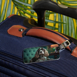 Etiqueta Para Maletas Diseño Clásico de Retrato de Cocker Spaniel Elegan