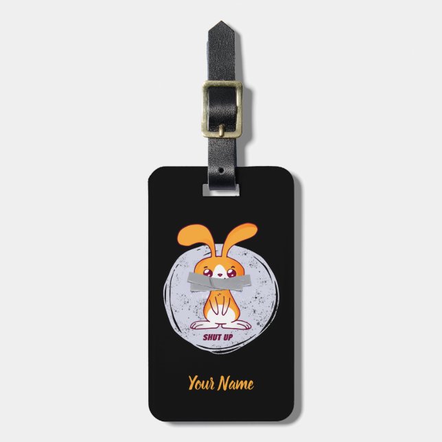 Etiqueta Para Maletas Diseño cómico sarcástico y gracioso en conejo (Frente Vertical)