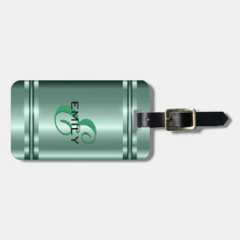 Etiqueta Para Maletas Diseño de acero inoxidable en verde pastel metálic