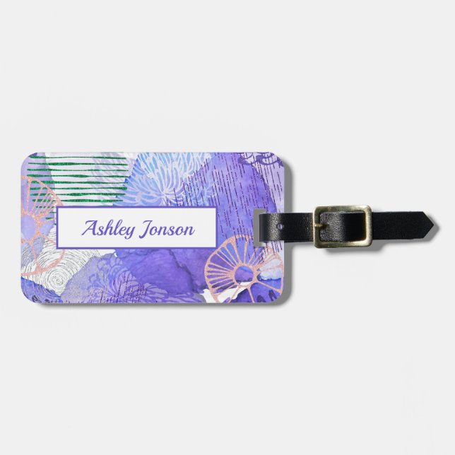 Etiqueta Para Maletas Diseño de acuarela abstracta (Frente Horizontal)