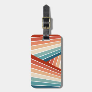 Etiqueta Para Maletas Diseño de arco iris diagonal de color retro
