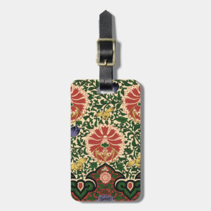 Etiqueta Para Maletas Diseño de Arte Floral Loto Rojo Chinoiserie de Owe