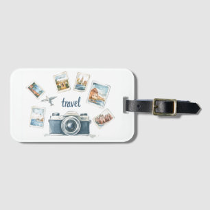 Etiqueta Para Maletas Diseño de aventura de cámara de viajes de vintage