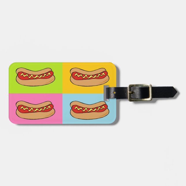 Etiqueta Para Maletas diseño de baldosas de perritos calientes (Frente Horizontal)