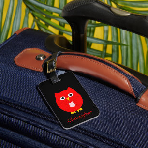 Etiqueta Para Maletas Diseño de búho personalizado Red Owl 