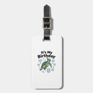 Etiqueta Para Maletas Diseño de camisa de cumpleaños de tortuga marina_1