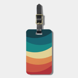 Etiqueta Para Maletas Diseño de curvas de estilo retro coloridas