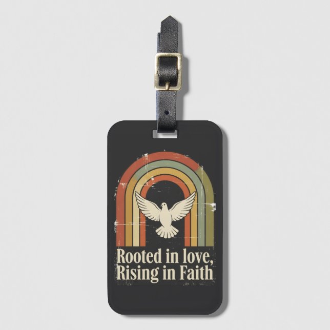 Etiqueta Para Maletas Diseño de fe arraigado y creciente (Anverso vertical)