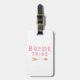 Etiqueta Para Maletas diseño de flecha de oro de la tribu de novias rosa
