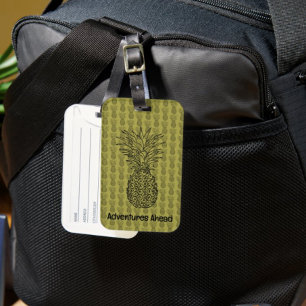 Etiqueta Para Maletas Diseño de fondo con patrón de piña de frutas tropi