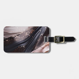 Etiqueta Para Maletas Diseño de fondo de oro negro y Rosa