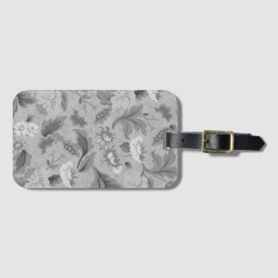 Etiqueta Para Maletas Diseño de fondo floral gris y blanco