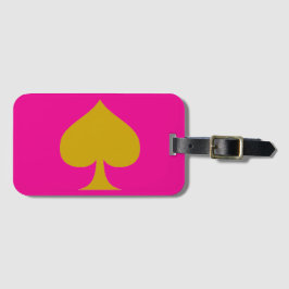 Etiqueta Para Maletas diseño de fondo rosa y pala de oro