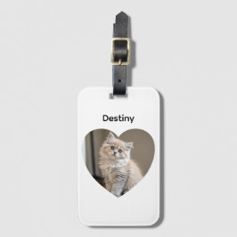 Etiqueta Para Maletas Diseño de Gato en Forma de Corazón