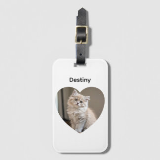 Etiqueta Para Maletas Diseño de Gato en Forma de Corazón