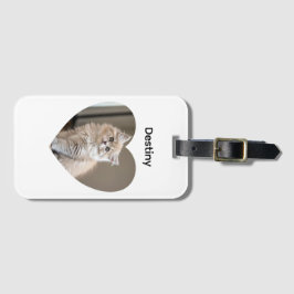 Etiqueta Para Maletas Diseño de Gato en Forma de Corazón