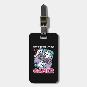 Etiqueta Para Maletas Diseño De Gato Gamer - Purr En El Arte De Joystick