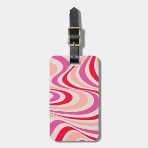Etiqueta Para Maletas Diseño de giro retro rosa, rojo y gris abstracto