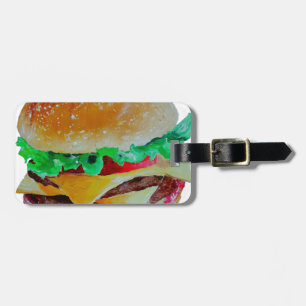 Etiqueta Para Maletas diseño de la hamburguesa, pintura original