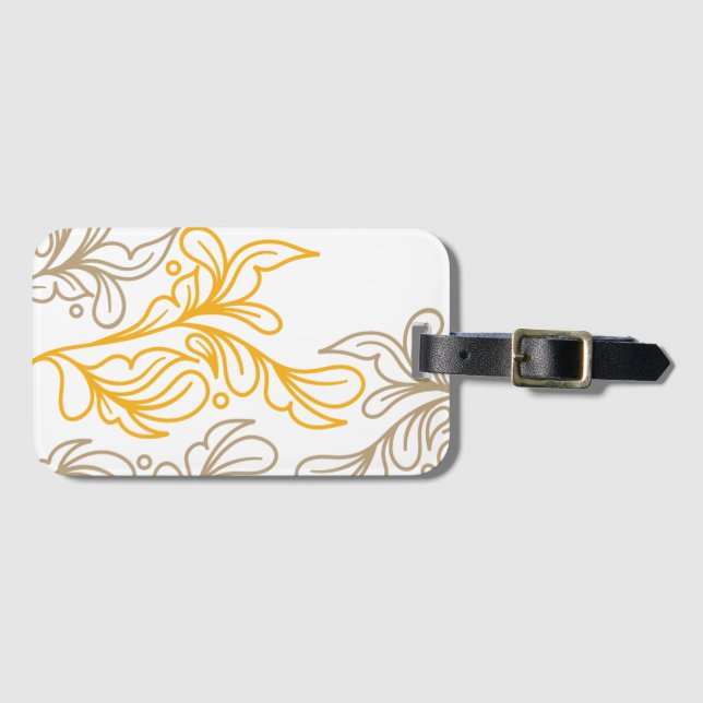 Etiqueta Para Maletas Diseño de Leaf Boho Dorado (Anverso horizontal)