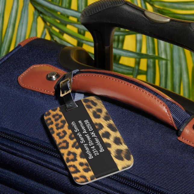 Etiqueta Para Maletas Diseño de leopardo (Anverso In situ 1)