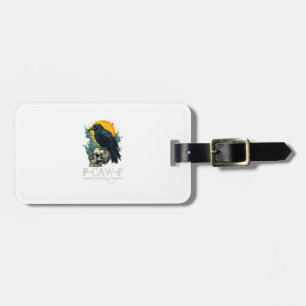 Etiqueta Para Maletas Diseño de Luna Calavera Divertida Cuervo F-Caw-F