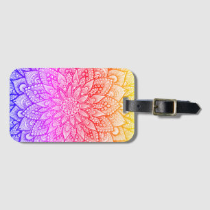 Etiqueta Para Maletas Diseño de Mandala Multicolor Arte Original