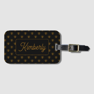 Etiqueta Para Maletas Diseño de monograma con nombre personalizado Gold