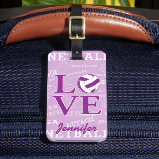 Etiqueta Para Maletas Diseño de netball de amor personalizado