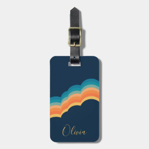 Etiqueta Para Maletas Diseño de nubes de estilo retro colorido