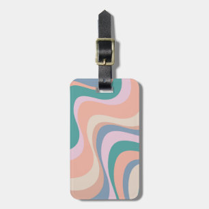 Etiqueta Para Maletas Diseño de ondas retro modernas multicolores