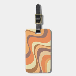 Etiqueta Para Maletas Diseño de ondas retro modernas multicolores