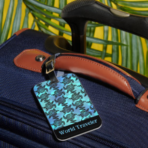 Etiqueta Para Maletas Diseño de patrón de arte tribal de tortuga marina