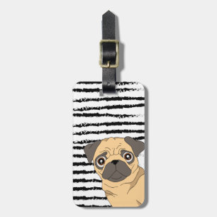 Etiqueta Para Maletas Diseño de patrones de pug cutáneo Monograma