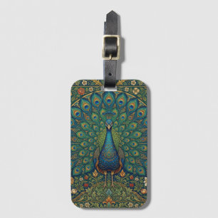 Etiqueta Para Maletas Diseño de pavo real bohemio vintage elegante