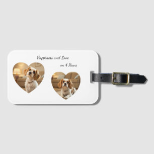 Etiqueta Para Maletas Diseño de Perro en Forma de Corazón – “Felicidad e