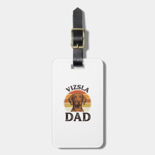Etiqueta Para Maletas Diseño de perro grabado vintage de Vizsla Papá_1