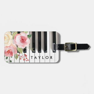 Etiqueta Para Maletas diseño de piano de flores acuáticas