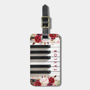 Etiqueta Para Maletas diseño de piano de flores de marsala