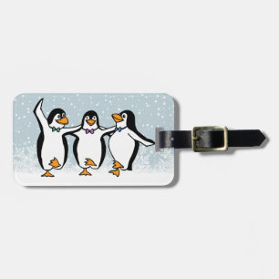 Etiqueta Para Maletas Diseño de pingüinos bailando